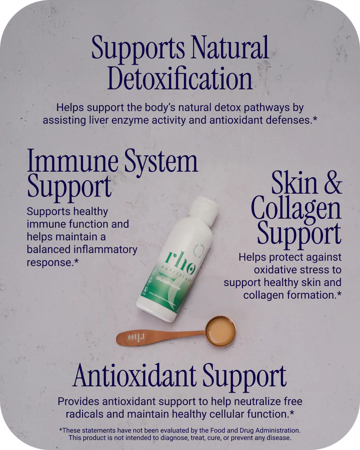 Rho Nutrition Liposomal Glutathione - Ultra High Absorption Liquid Glutathione Supplement - Supports Natural Detoxification, Immune System, Skin Health, Mental Clarity & Overall Well-Being